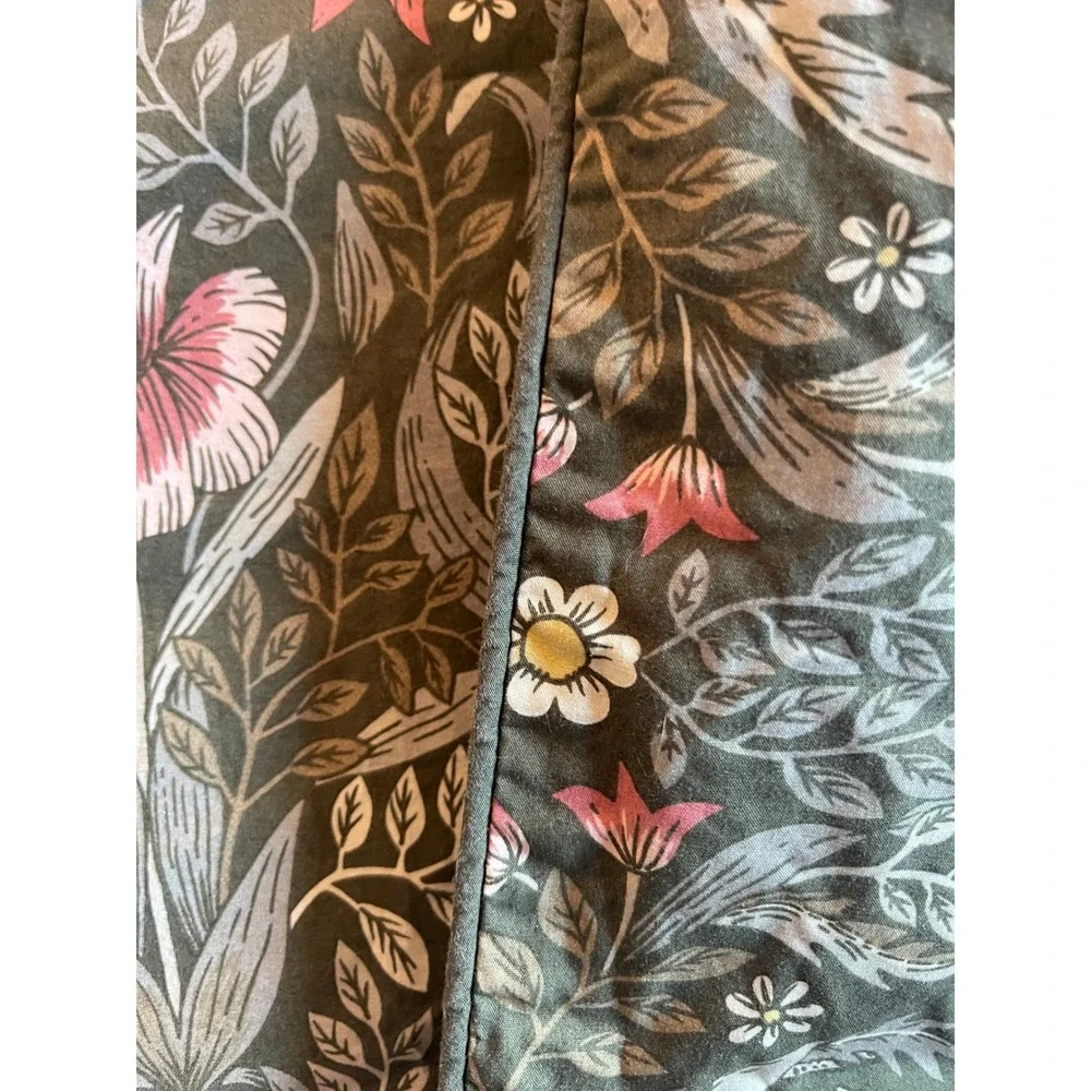William Morris Style Floral Botanical Duvet Cover Sage Green Pink Queen Full